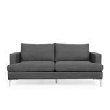 Dallin Contemporary Fabric 3 Seater Sofa, Charcoal and Silver Noble House