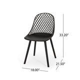 Noble House Lily Outdoor Modern Dining Chair (Set of 2), Black