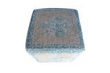 Porter Designs Malabar Solid Polystyrene Vintage Ottoman Blue 09-203-37-0009