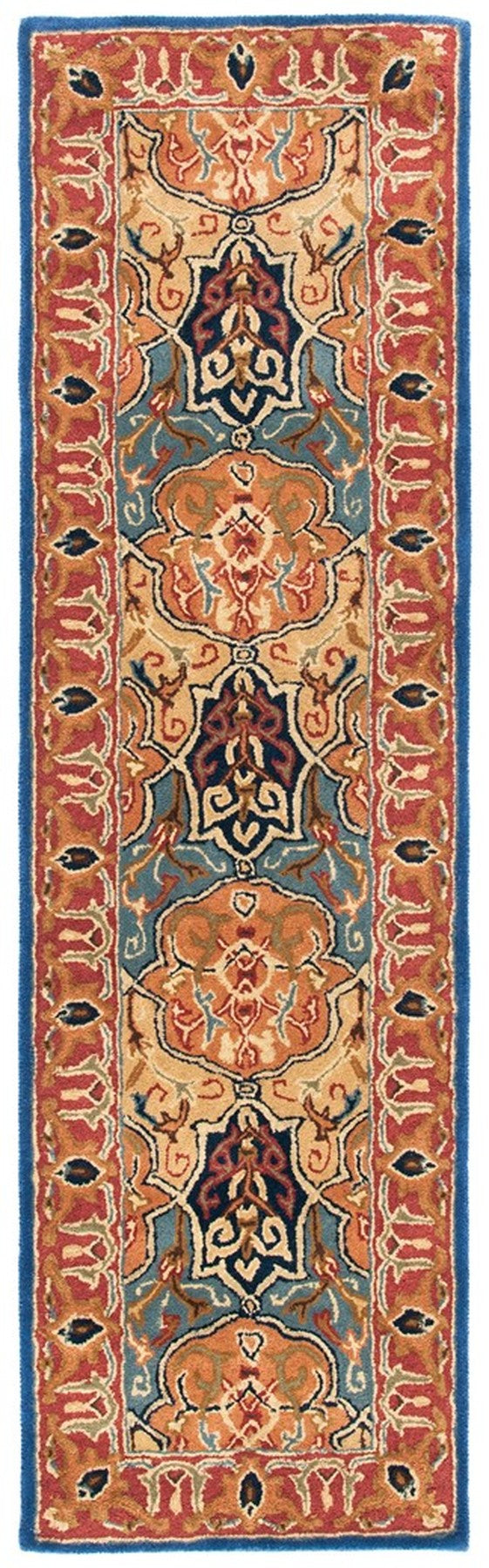 Heritage 277 Traditional Hand Tufted 100% Fine Indian Wool Pile Rug Blue / Red