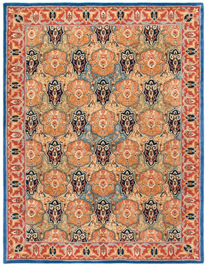 Heritage 277 Traditional Hand Tufted 100% Fine Indian Wool Pile Rug Blue / Red