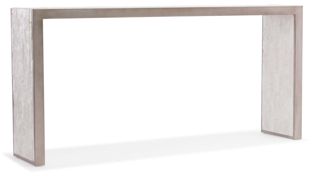 Hooker Furniture Melange Modern/Contemporary Faux Silver Leaf on Metal with Selenite Top Emma Console Table 638-85302-MULTI