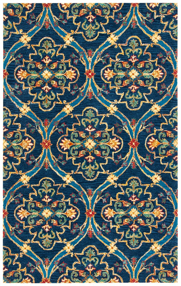 Heritage 475 Hand Tufted 80% Wool, 20% Cotton  Rug Navy / Yellow 80% Wool, 20% Cotton HG475N-4