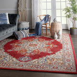 Nourison Majestic MST05 Persian Machine Made Loom-woven Indoor only Area Rug Red 9'6" x 12'8" 99446713506