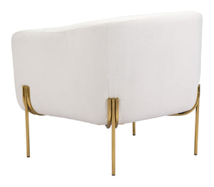 Zuo Modern Micaela 100% Polyester, Plywood, Steel Modern Commercial Grade Arm Chair Ivory, Gold 100% Polyester, Plywood, Steel