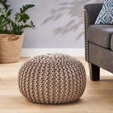 Moro Handcrafted Modern Cotton Pouf, Brown Noble House