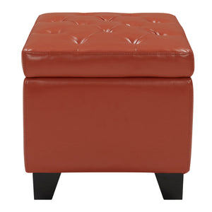 Julian Stylish Rectangular Bonded Leather Storage Ottoman with Biscuit Tufting for Home Organization