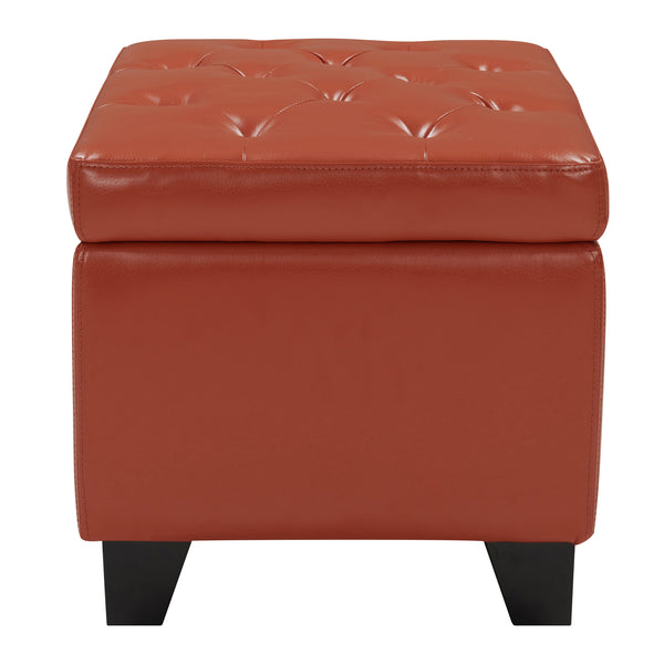 Julian Stylish Rectangular Bonded Leather Storage Ottoman with Biscuit Tufting for Home Organization