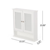 Noble House Haswell Modern 2 Door Medicine Cabinet with Mirrors, Matte White