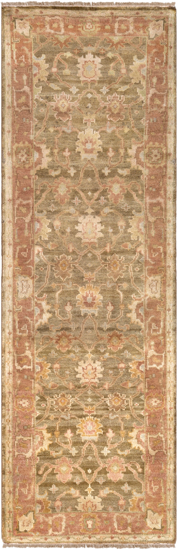 Hillcrest HIL-9004 Traditional NZ Wool Rug HIL9004-913 Dark Red, Dark Brown, Tan, Cream, Khaki, Sage 100% NZ Wool 9' x 13'