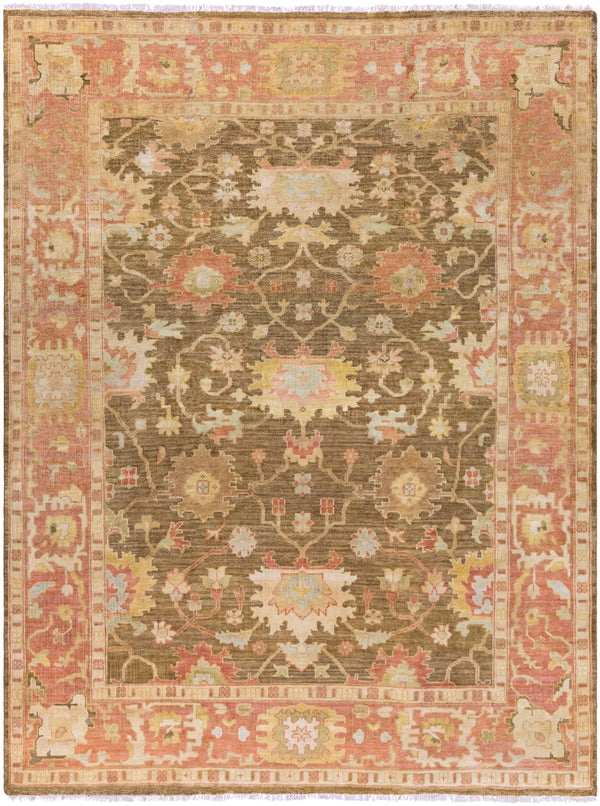 Hillcrest HIL-9004 Traditional NZ Wool Rug HIL9004-811 Dark Red, Dark Brown, Tan, Cream, Khaki, Sage 100% NZ Wool 8' x 11'