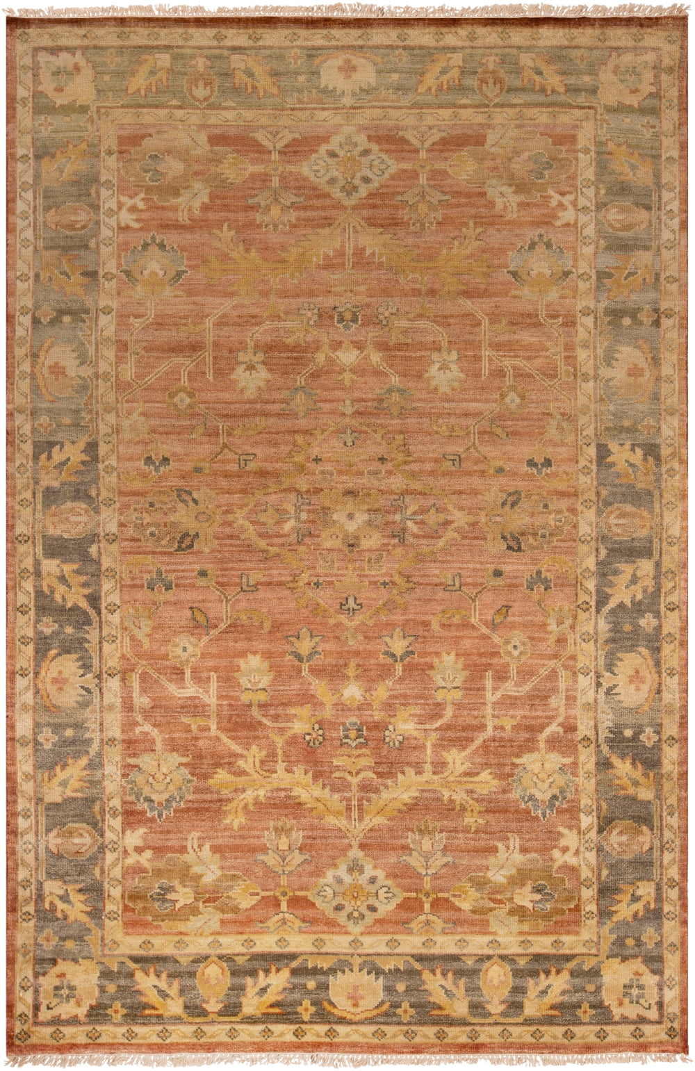 Hillcrest HIL-9009 Traditional NZ Wool Rug HIL9009-913 Tan, Dark Brown, Khaki, Dark Red, Sage 100% NZ Wool 9' x 13'