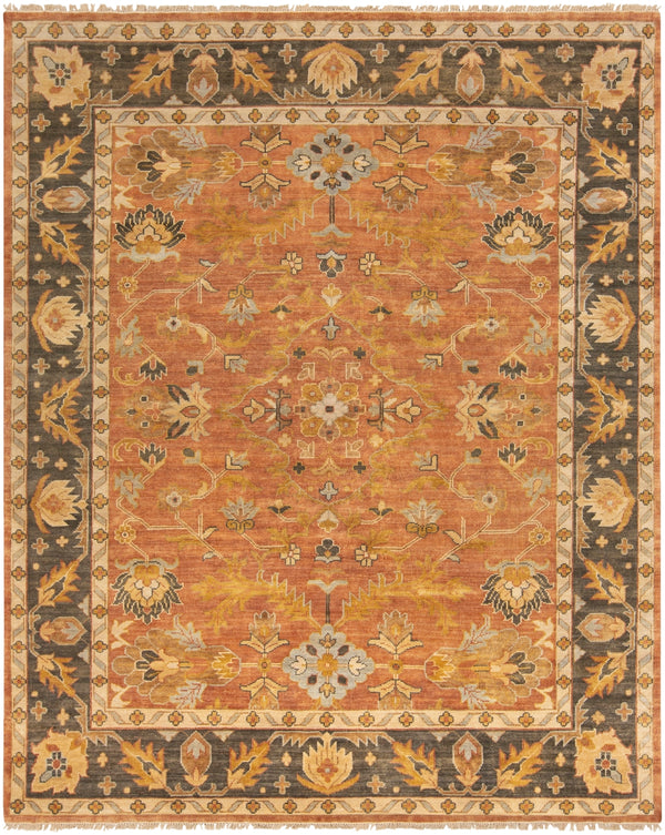 Hillcrest HIL-9009 Traditional NZ Wool Rug HIL9009-811 Tan, Dark Brown, Khaki, Dark Red, Sage 100% NZ Wool 8' x 11'