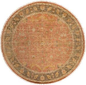 Hillcrest HIL-9009 Traditional NZ Wool Rug HIL9009-8RD Tan, Dark Brown, Khaki, Dark Red, Sage 100% NZ Wool 8' Round
