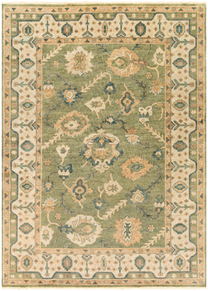 Hillcrest HIL-9017 Traditional NZ Wool Rug HIL9017-811 Dark Green, Bright Yellow, Seafoam, Teal 100% NZ Wool 8' x 11'