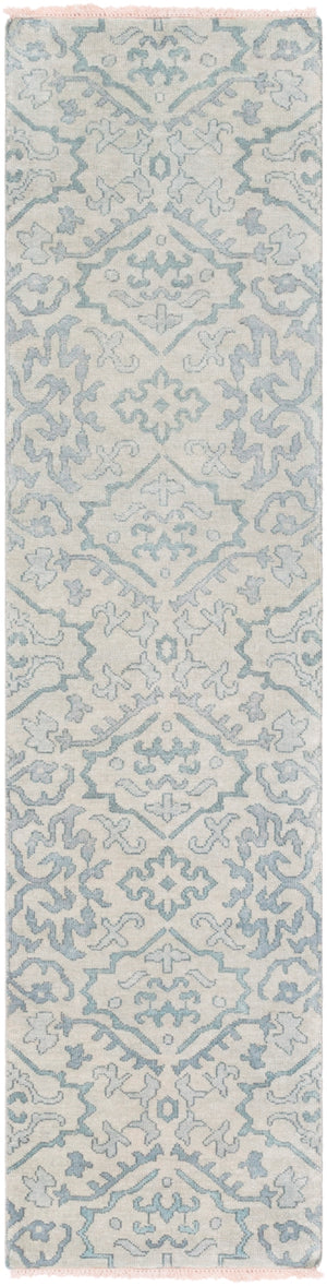 Hillcrest HIL-9036 Traditional NZ Wool Rug HIL9036-312 Dark Blue, Aqua, Seafoam 100% NZ Wool 3' x 12'