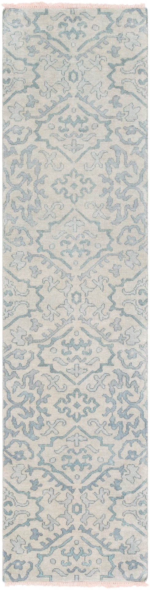 Hillcrest HIL-9036 Traditional NZ Wool Rug HIL9036-312 Dark Blue, Aqua, Seafoam 100% NZ Wool 3' x 12'