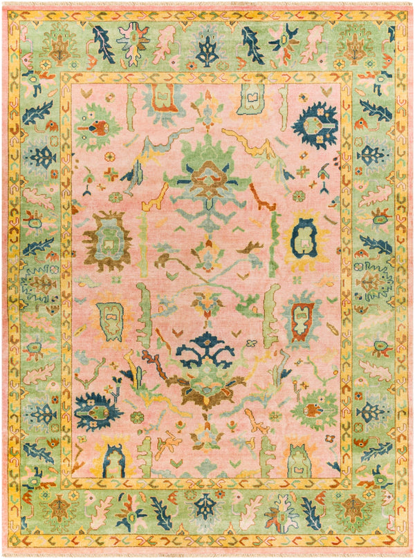 Hillcrest HIL-9044 Traditional NZ Wool, Viscose Rug HIL9044-811 Mint, Butter, Pale Pink, Peach, Navy, Camel, Burnt Orange, Beige 90% NZ Wool, 10% Viscose 8' x 11'