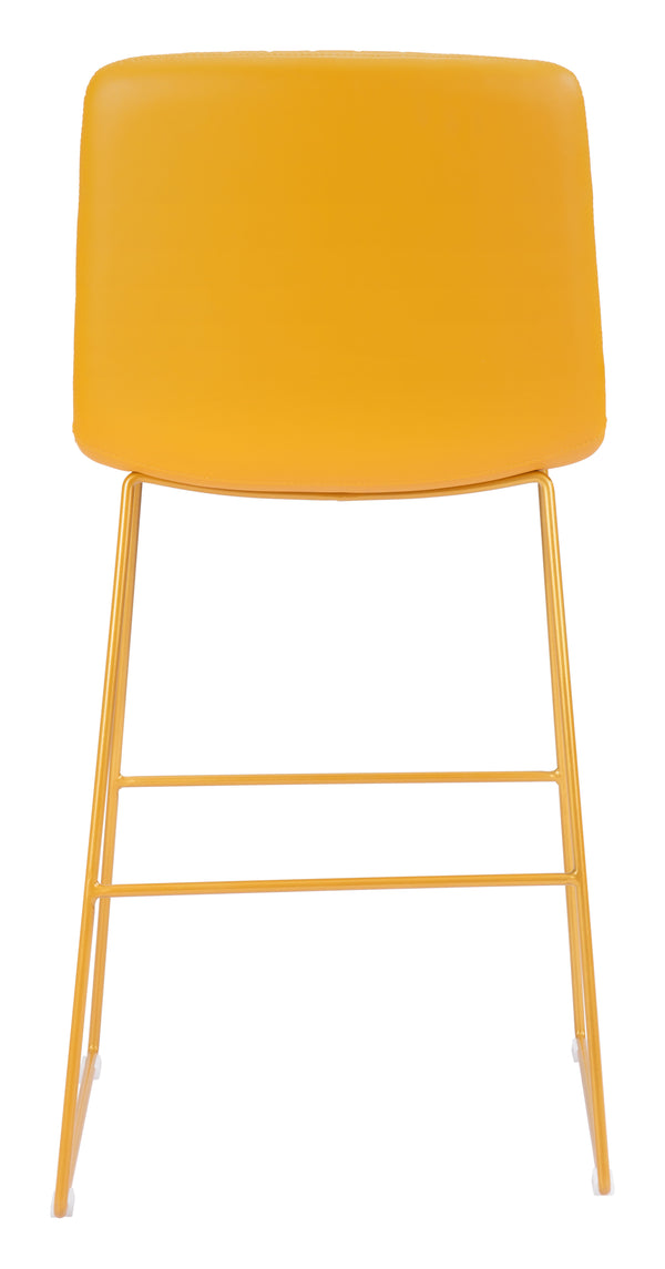Zuo Modern Mode 100% Polyurethane, Plywood, Steel Modern Commercial Grade Barstool Set - Set of 2 Yellow 100% Polyurethane, Plywood, Steel