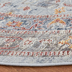 History 500 History 509 Transitional Power Loomed 18.5% Polypropylene, 81.5% Polyester Rug Light Grey / Rust