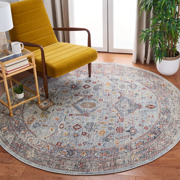 History 500 History 509 Transitional Power Loomed 18.5% Polypropylene, 81.5% Polyester Rug Light Grey / Rust
