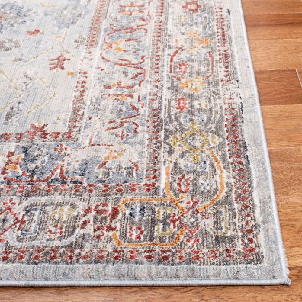History 500 History 509 Transitional Power Loomed 18.5% Polypropylene, 81.5% Polyester Rug Light Grey / Rust