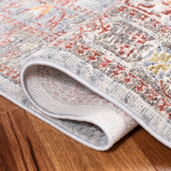 History 500 History 509 Transitional Power Loomed 18.5% Polypropylene, 81.5% Polyester Rug Light Grey / Rust