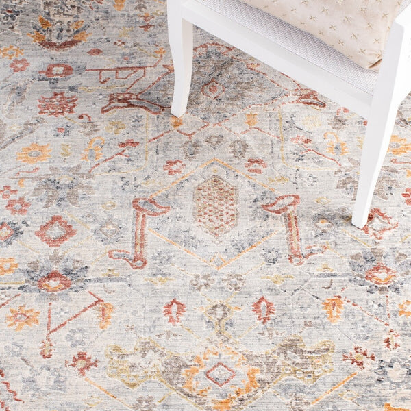 History 500 History 509 Transitional Power Loomed 18.5% Polypropylene, 81.5% Polyester Rug Light Grey / Rust