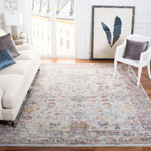 History 500 History 509 Transitional Power Loomed 18.5% Polypropylene, 81.5% Polyester Rug Light Grey / Rust