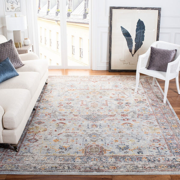 History 500 History 509 Transitional Power Loomed 18.5% Polypropylene, 81.5% Polyester Rug Light Grey / Rust