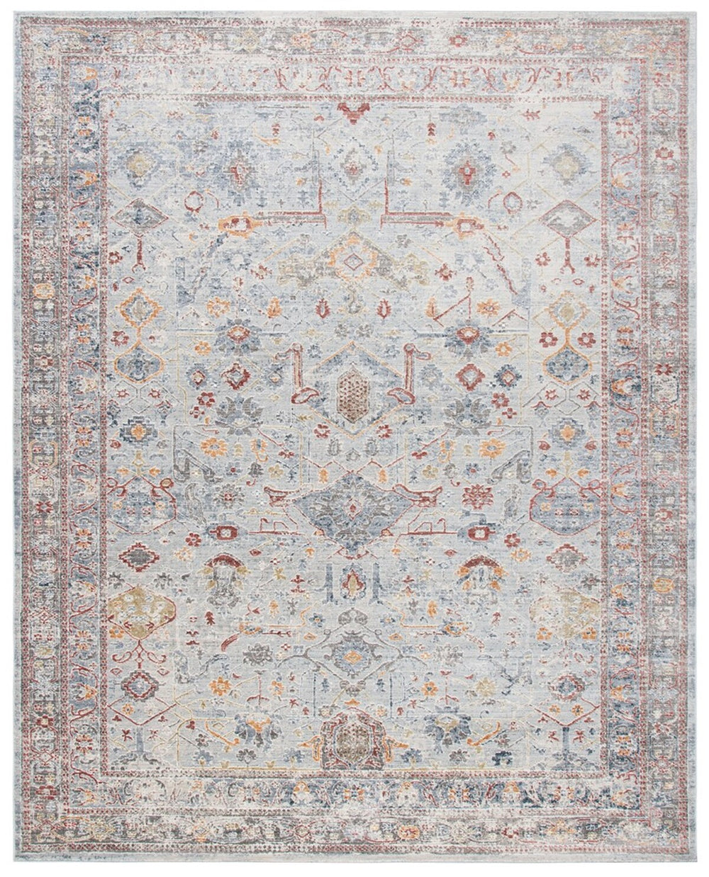 History 500 History 509 Transitional Power Loomed 18.5% Polypropylene, 81.5% Polyester Rug Light Grey / Rust