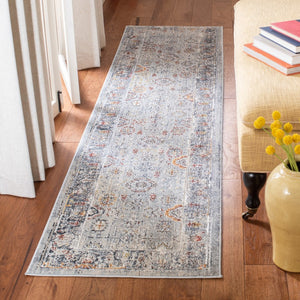 History 500 History 580 Transitional Power Loomed 18.5% Polypropylene, 81.5% Polyester Rug Light Grey / Navy