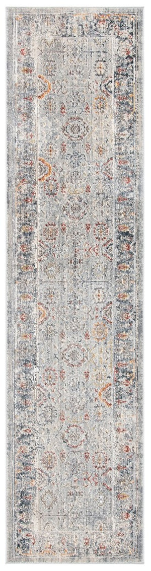 History 500 History 580 Transitional Power Loomed 18.5% Polypropylene, 81.5% Polyester Rug Light Grey / Navy