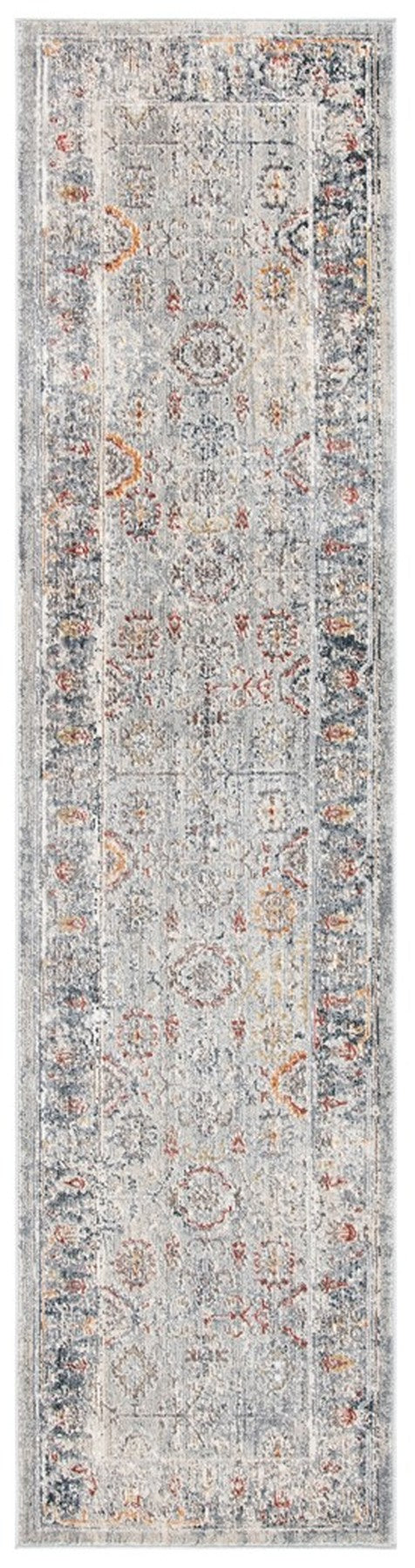 History 500 History 580 Transitional Power Loomed 18.5% Polypropylene, 81.5% Polyester Rug Light Grey / Navy