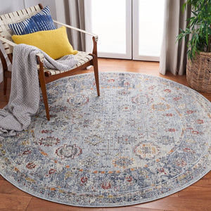 History 500 History 580 Transitional Power Loomed 18.5% Polypropylene, 81.5% Polyester Rug Light Grey / Navy