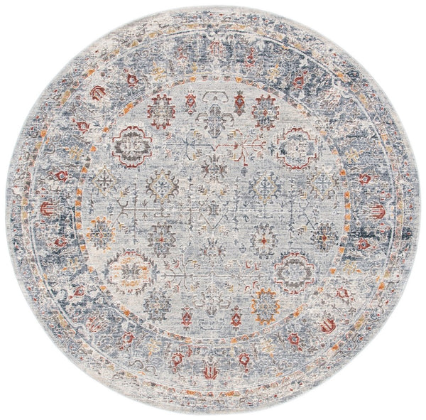 History 500 History 580 Transitional Power Loomed 18.5% Polypropylene, 81.5% Polyester Rug Light Grey / Navy