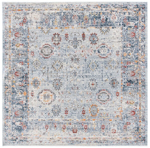 History 500 History 580 Transitional Power Loomed 18.5% Polypropylene, 81.5% Polyester Rug Light Grey / Navy