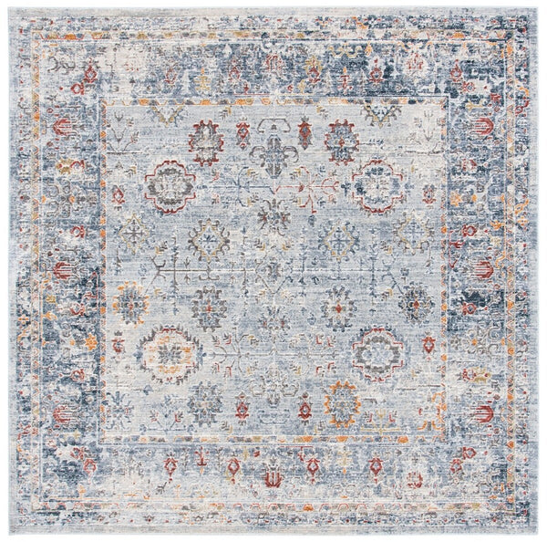 History 500 History 580 Transitional Power Loomed 18.5% Polypropylene, 81.5% Polyester Rug Light Grey / Navy