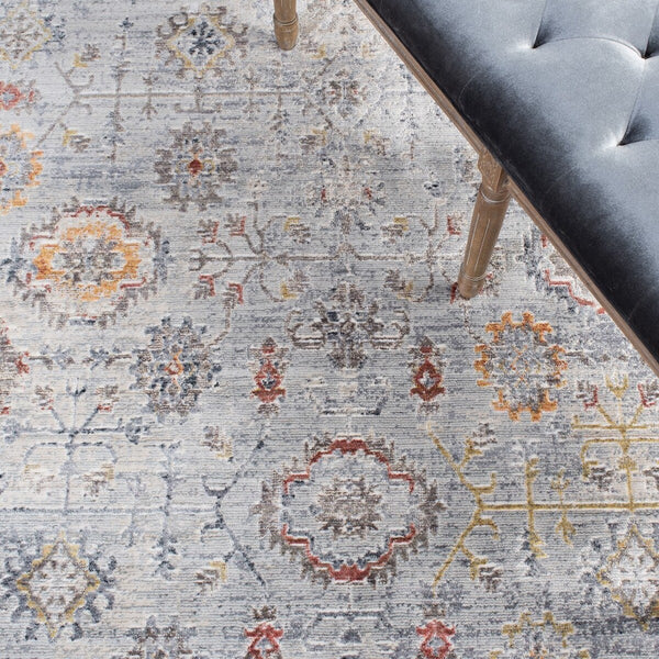 History 500 History 580 Transitional Power Loomed 18.5% Polypropylene, 81.5% Polyester Rug Light Grey / Navy