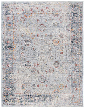 History 500 History 580 Transitional Power Loomed 18.5% Polypropylene, 81.5% Polyester Rug Light Grey / Navy