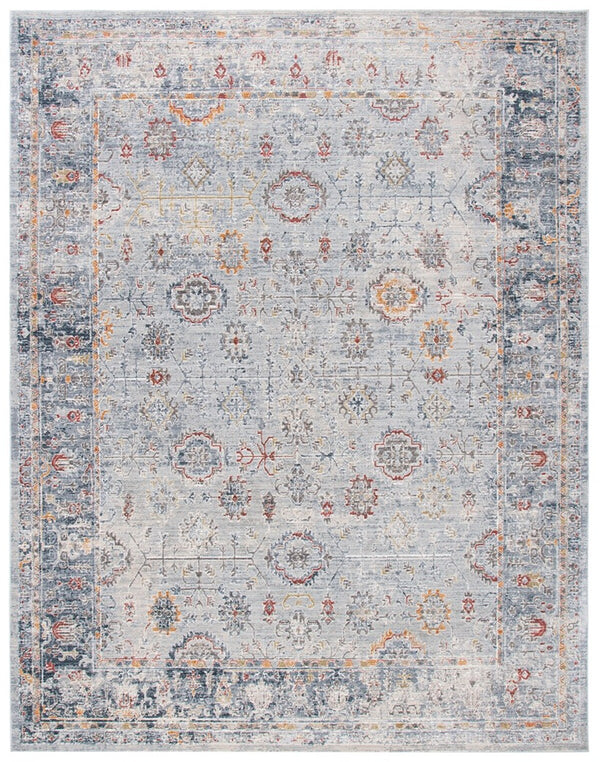 History 500 History 580 Transitional Power Loomed 18.5% Polypropylene, 81.5% Polyester Rug Light Grey / Navy