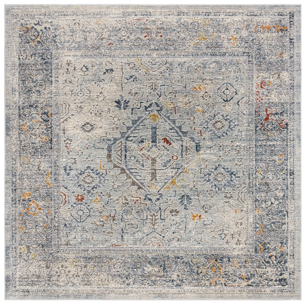 History 500 History 584 Transitional Power Loomed 17.5% Polypropylene, 82.5% Polyester Rug Light Grey / Navy