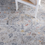 History 500 History 584 Transitional Power Loomed 17.5% Polypropylene, 82.5% Polyester Rug Light Grey / Navy