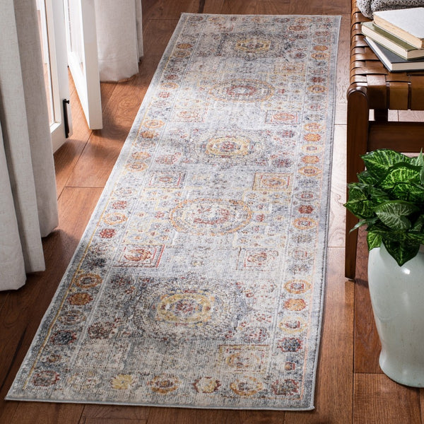 History 500 History 599 Transitional Power Loomed 19.5% Polypropylene. 80.5% Polyester Rug Light Grey / Gold