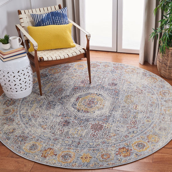 History 500 History 599 Transitional Power Loomed 19.5% Polypropylene. 80.5% Polyester Rug Light Grey / Gold