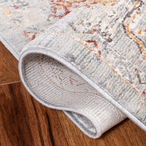 History 500 History 599 Transitional Power Loomed 19.5% Polypropylene. 80.5% Polyester Rug Light Grey / Gold