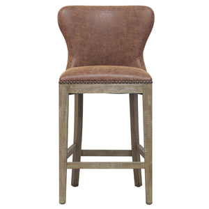 Dorsey Faux Leather Counter Stool - Stylish Kitchen Seating with Driftwood Legs, Fully Assembled