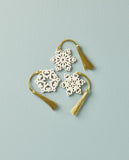 Mini Porcelain Snowflake Ornament Set - 3 Intricate Holiday Decor Pieces for Charming Gift Tags