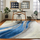 Nourison Twilight TWI28 Artistic Machine Made Loomed Indoor Area Rug Ivory Grey Blue 7'9" x 9'9" 99446493859