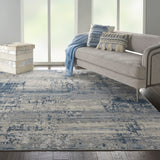 Nourison Rustic Textures RUS10 Artistic Machine Made Power-loomed Indoor Area Rug Ivory/Blue 9'3" x 12'9" 99446496515
